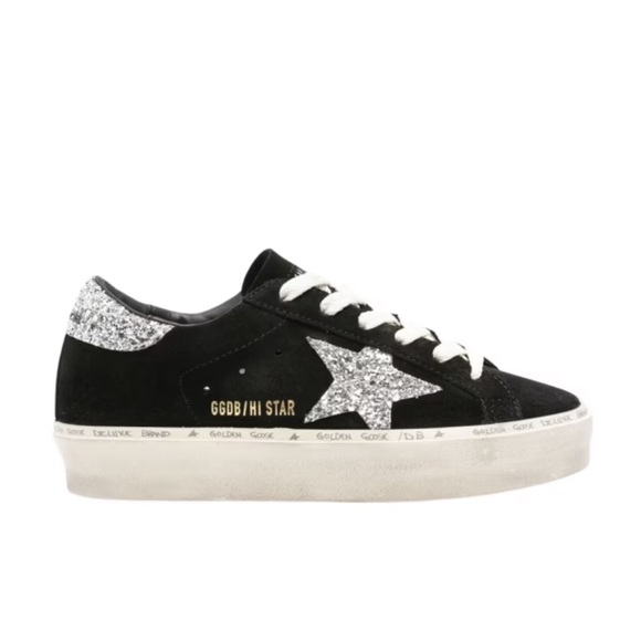 Golden Goose Hi Star Sneaker black suede silver glitter NIB Auth - Picture 6 of 7